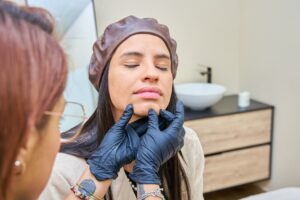 Facial profile enhancement with cheek and chin fillers at Alladerm Orange County